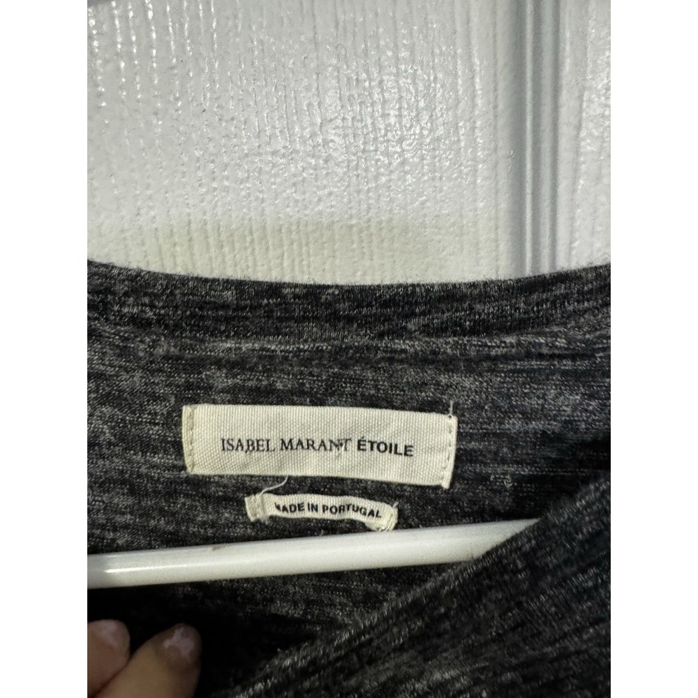 Isabel Marant Etoile Gray Malange jersey Ruffled Long Sleeve Top Malo Womens 38 - Picture 7 of 11